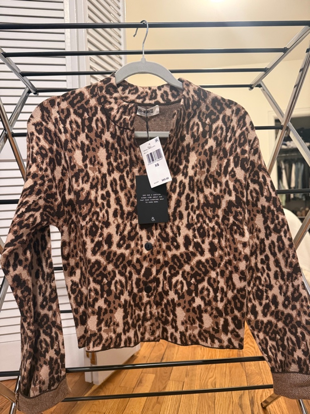 Leopard Print Button Cardigan - Brown & Black